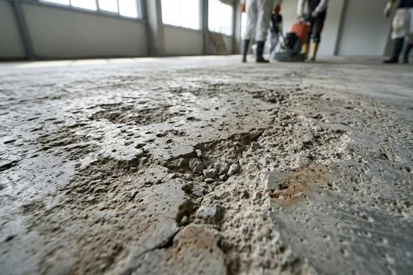 Chemical-Resistant Flooring Warren — Acid & Solvent Damaged Concrete before