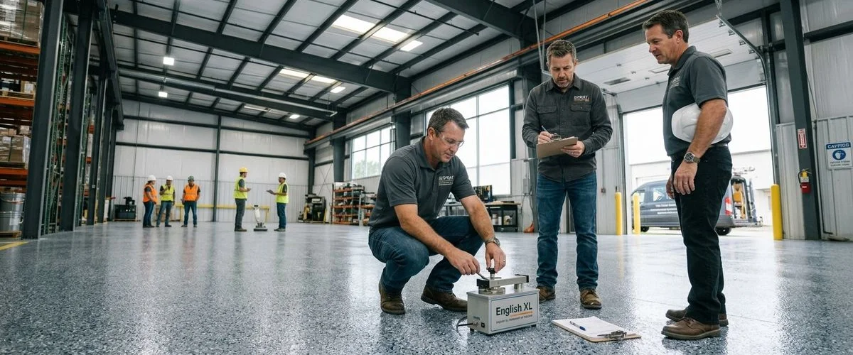 Slip resistance testing with tribometer on industrial floor coating